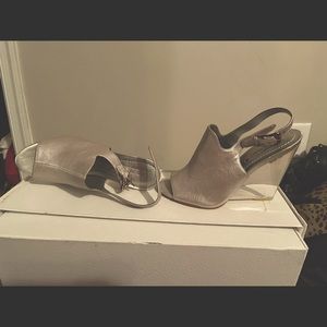 Sizzle 7 silver clear wedge Nine West